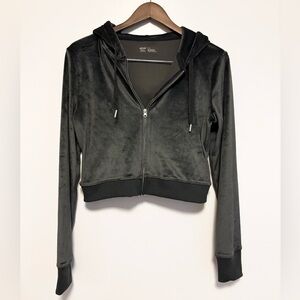 Aerie Charcoal Velour Cloud Zip Up Hoodie